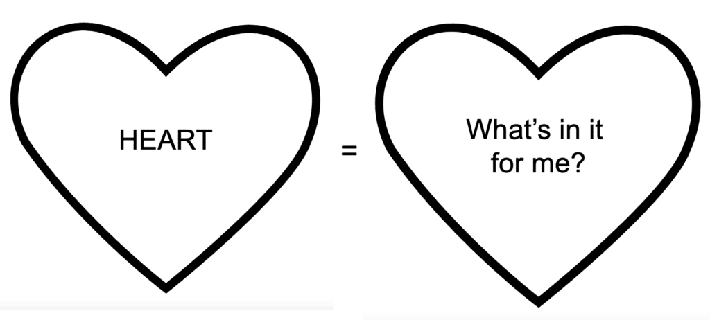 Heart = What's in it for me?